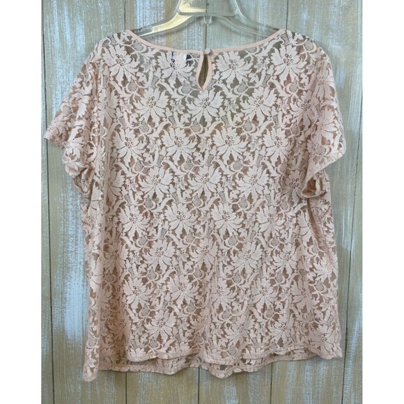 Torrid Pale Peach Pullover ALL LACE Sheer Scoop Neck Top Size 0 - Picture 3 of 7